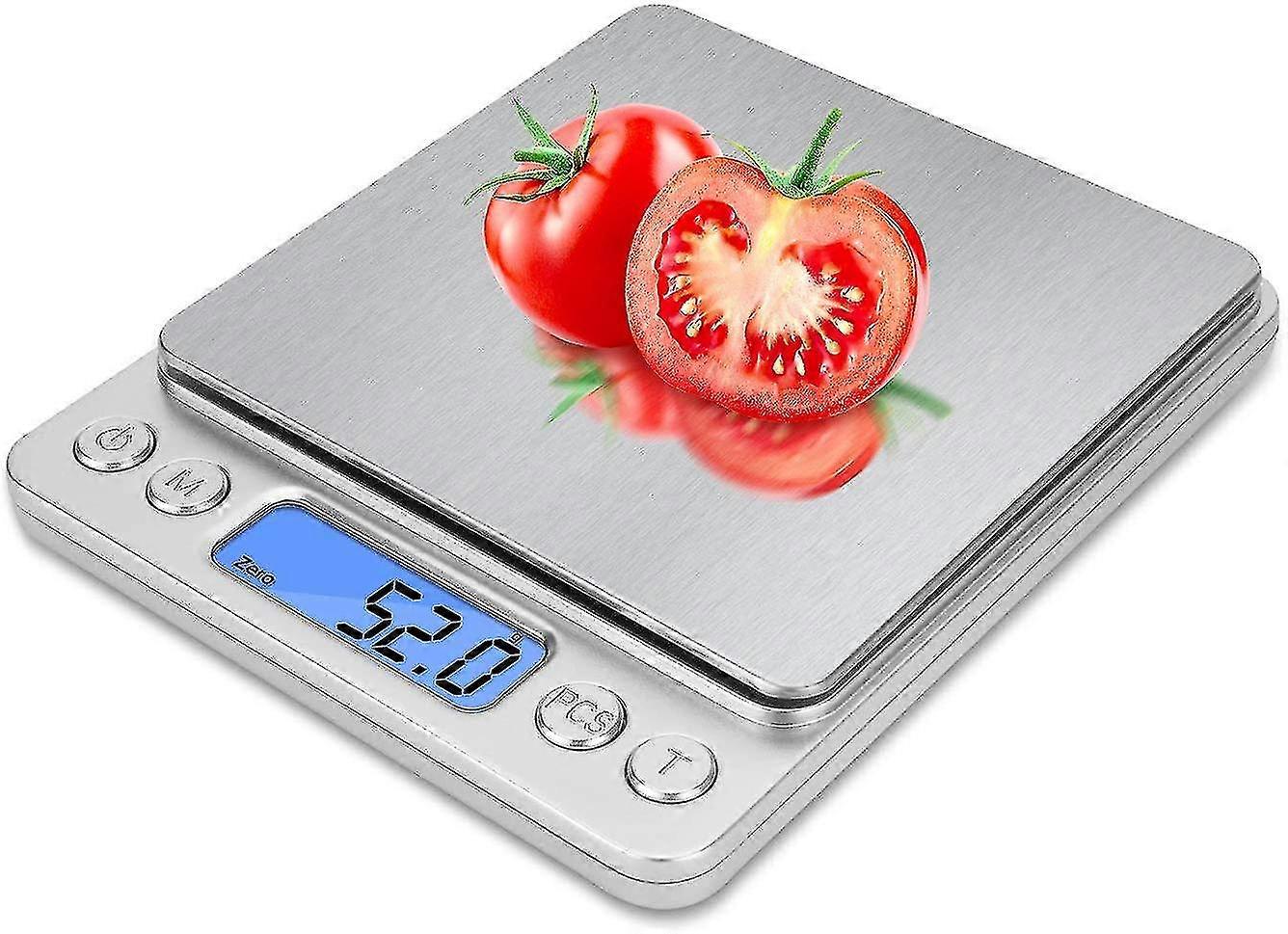 Food Scale,high-precision Sensor Kitchen Digital Scale, 0.1g Precision, 0.1g/3kg, Stainless Steel Lcd Display(aaa Battery, Silver)
