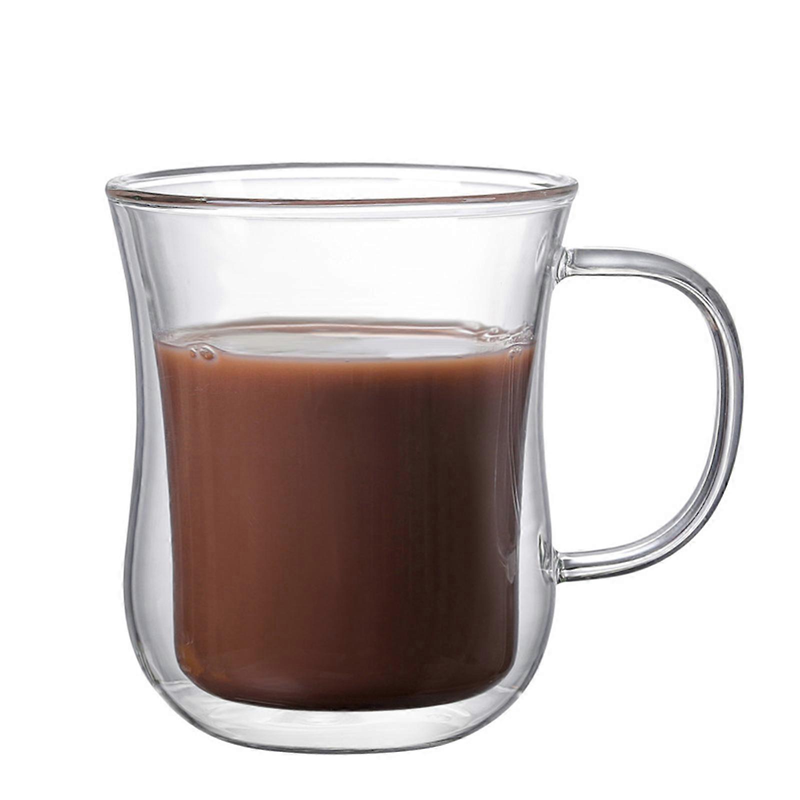 Double Layer Transparent Glass Juice Cup Thickened Coffee Cup With Handle