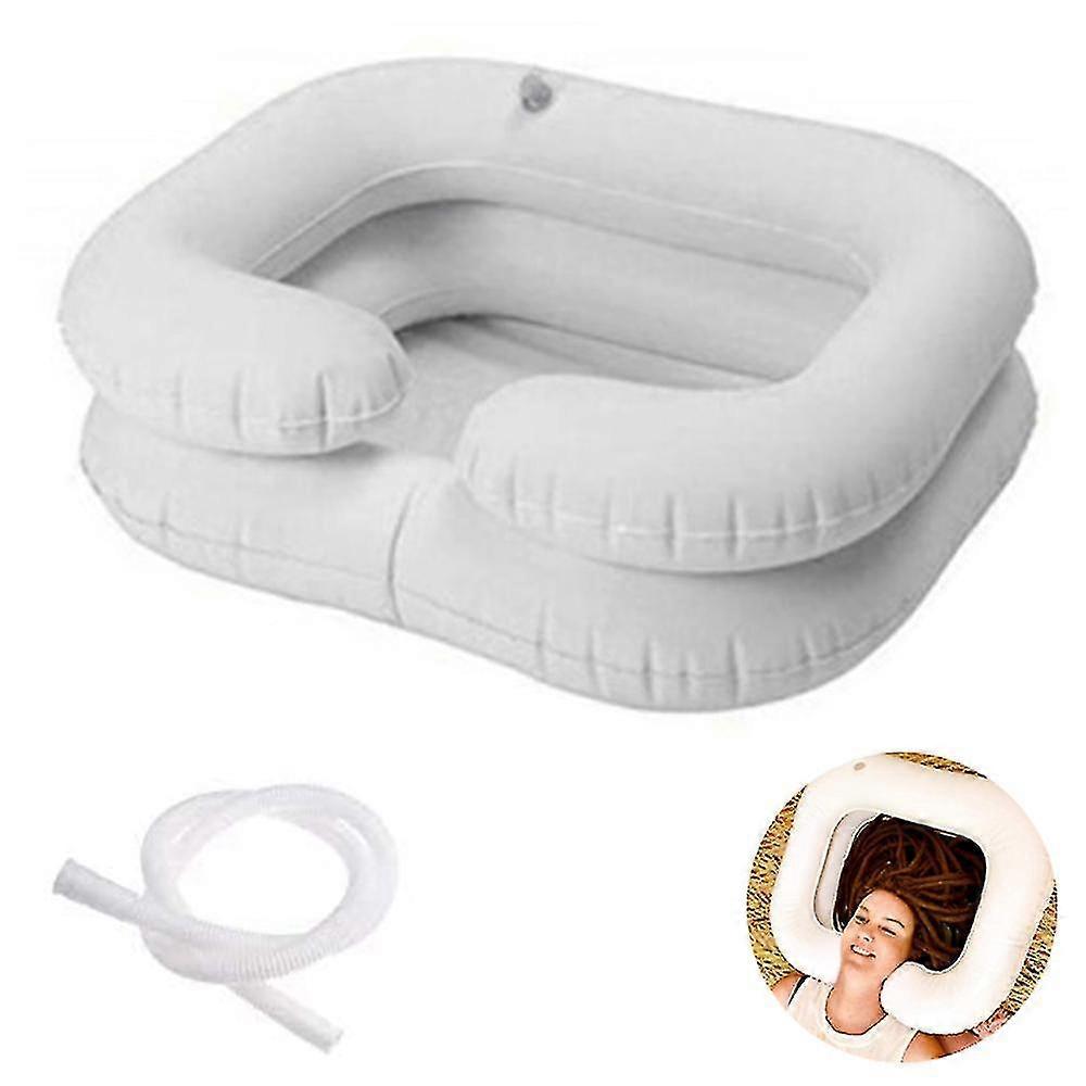 1 Pcs Inflatable Shampoo Basin For Bedside(white)