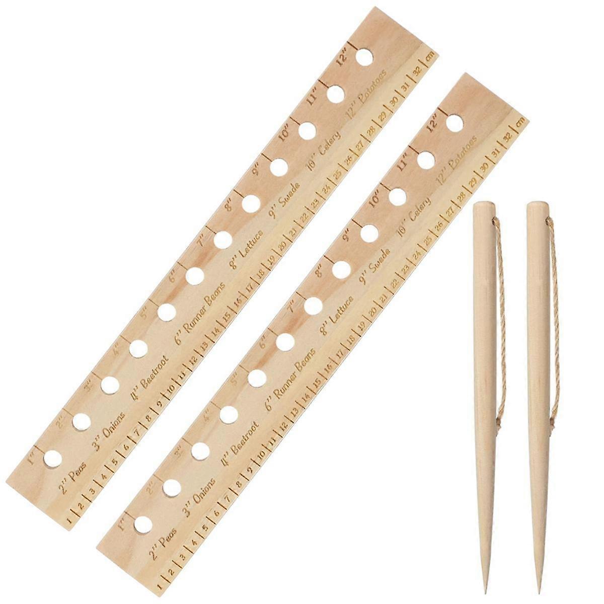 2 Wooden Plant Seed Spacing and Interval Ruler with Vegetable Spacing Suggestions Seed Spacer for Precise Planting