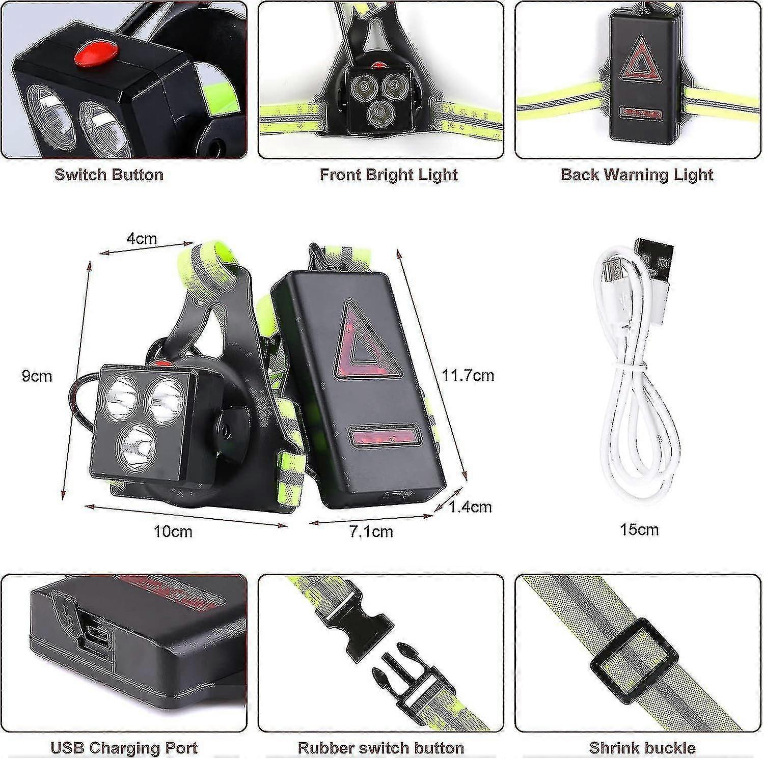 Keyohome Luz LED para correr, luz de pecho ultra potente, ajustable a 120°, recargable por USB, luz de pecho con 3 modos de iluminación, luz de pecho con tiras reflectantes para correr Keyohome Luz LED para correr, luz de pecho ultra potente, ajustable a 120°, recargable por USB, luz de pecho con 3 modos de iluminación, luz de pecho con tiras reflectantes para correr