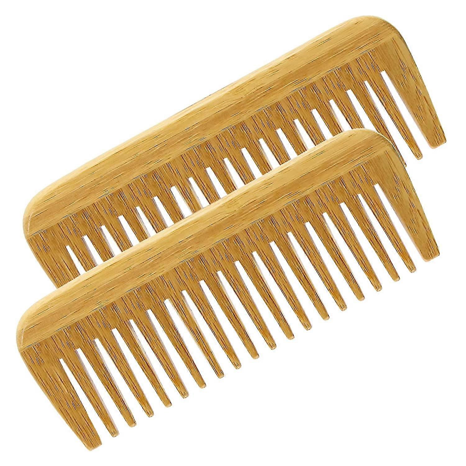 Peine de pelo de madera de bambú natural Eco Friendly Wide Tooth2pcs