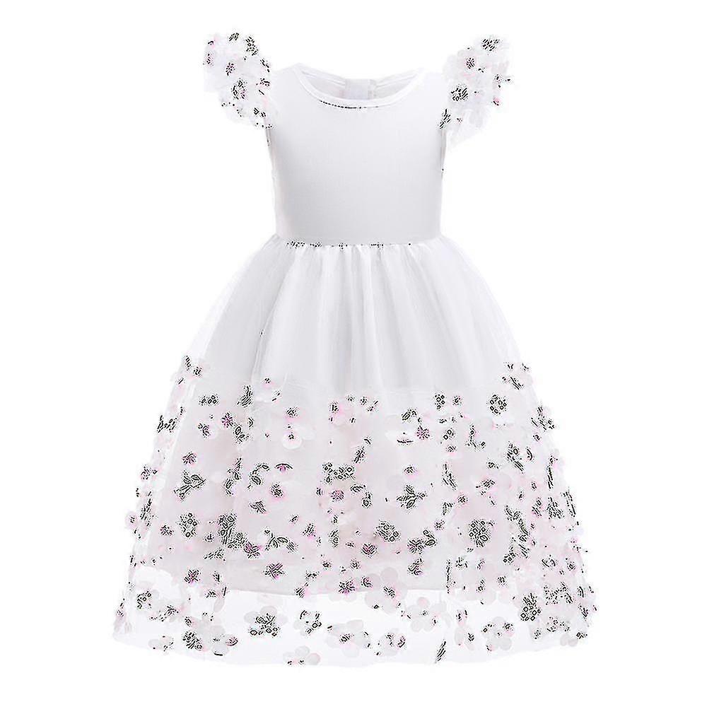 Barn Flicka Blommig Brudtärna Tyll Tutu Prom Bröllopsklänning