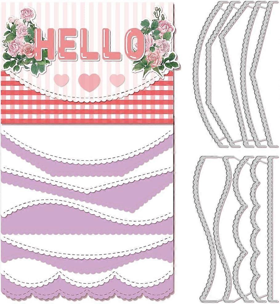 10Pcs Stitched Borders Cutting Dies Metal Scalloped Lace Border Die Cuts Embossing Stencils Template for Paper Card Making Decoration DIY Scrapbooking