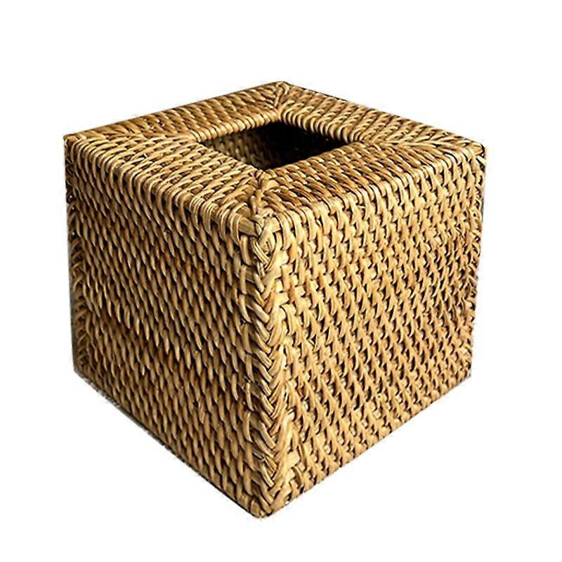 Square tissue box original rattan color square tissue box 14*14*14cm