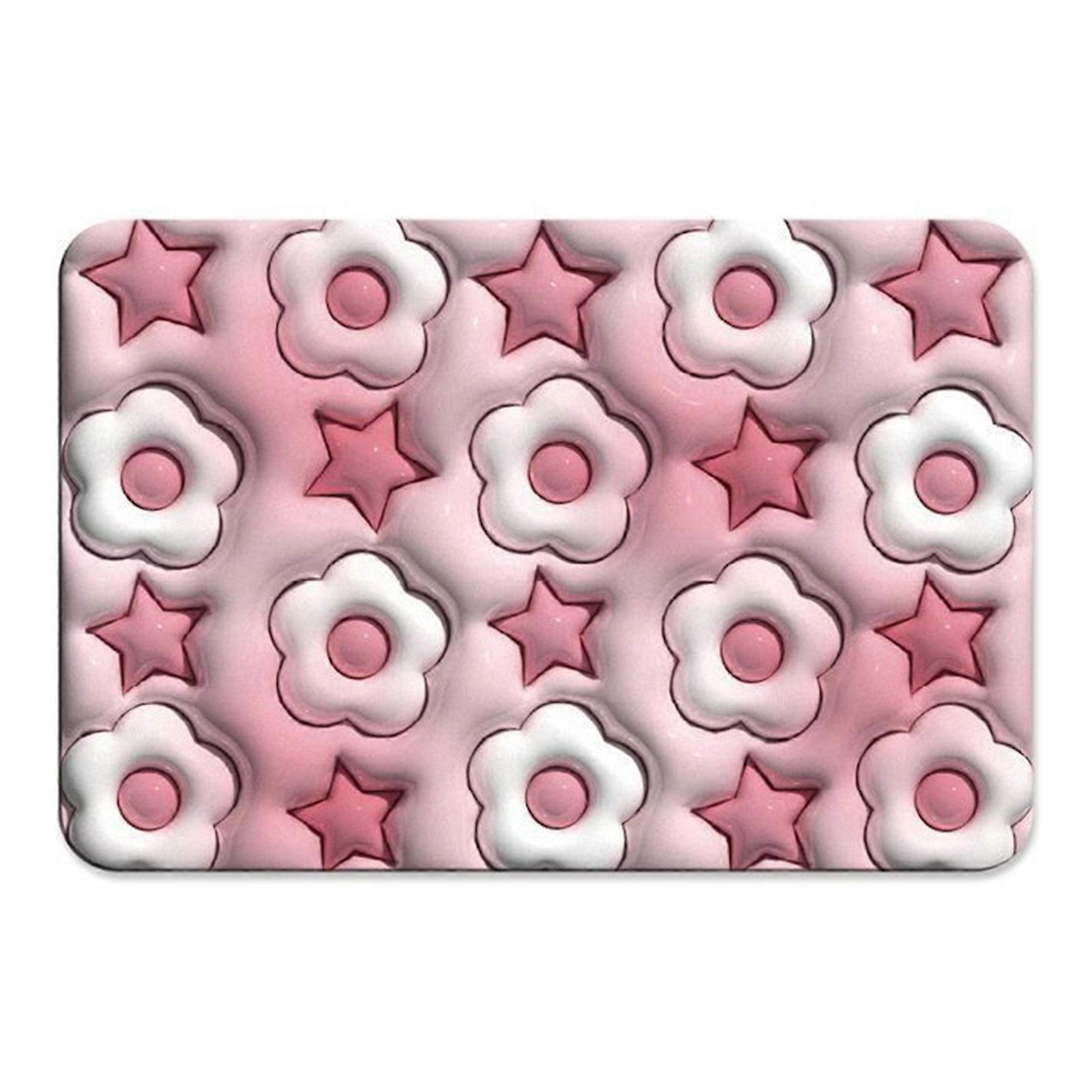 Floor Mat 3D Visual Effect Quick Drying Diatom Mud 40x60cm Flower Pattern Bathroom Anti-slip Floor Mat Daily Use QingHai