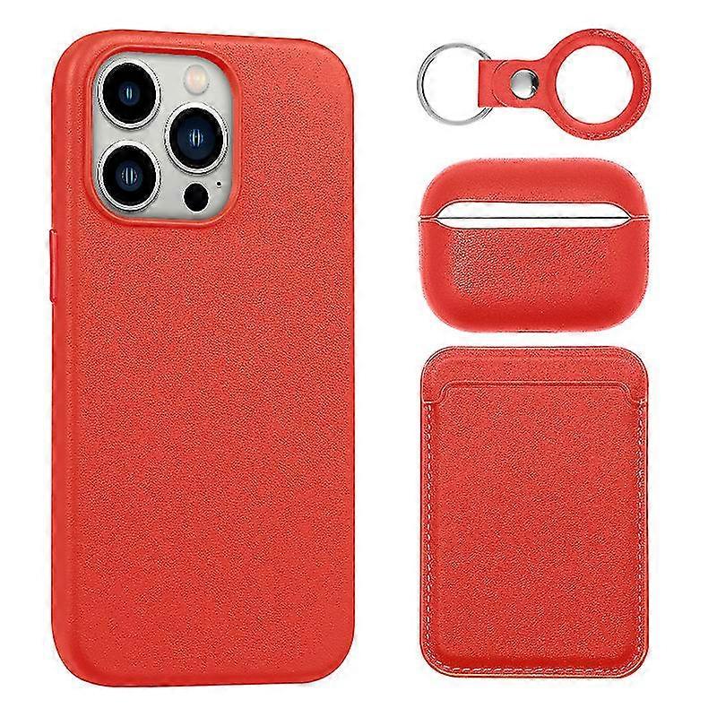 4pcs Suitable For Iphone14 Mobile Phone Shell Leather Case Apple Headphone Protective Sleeve Card Case