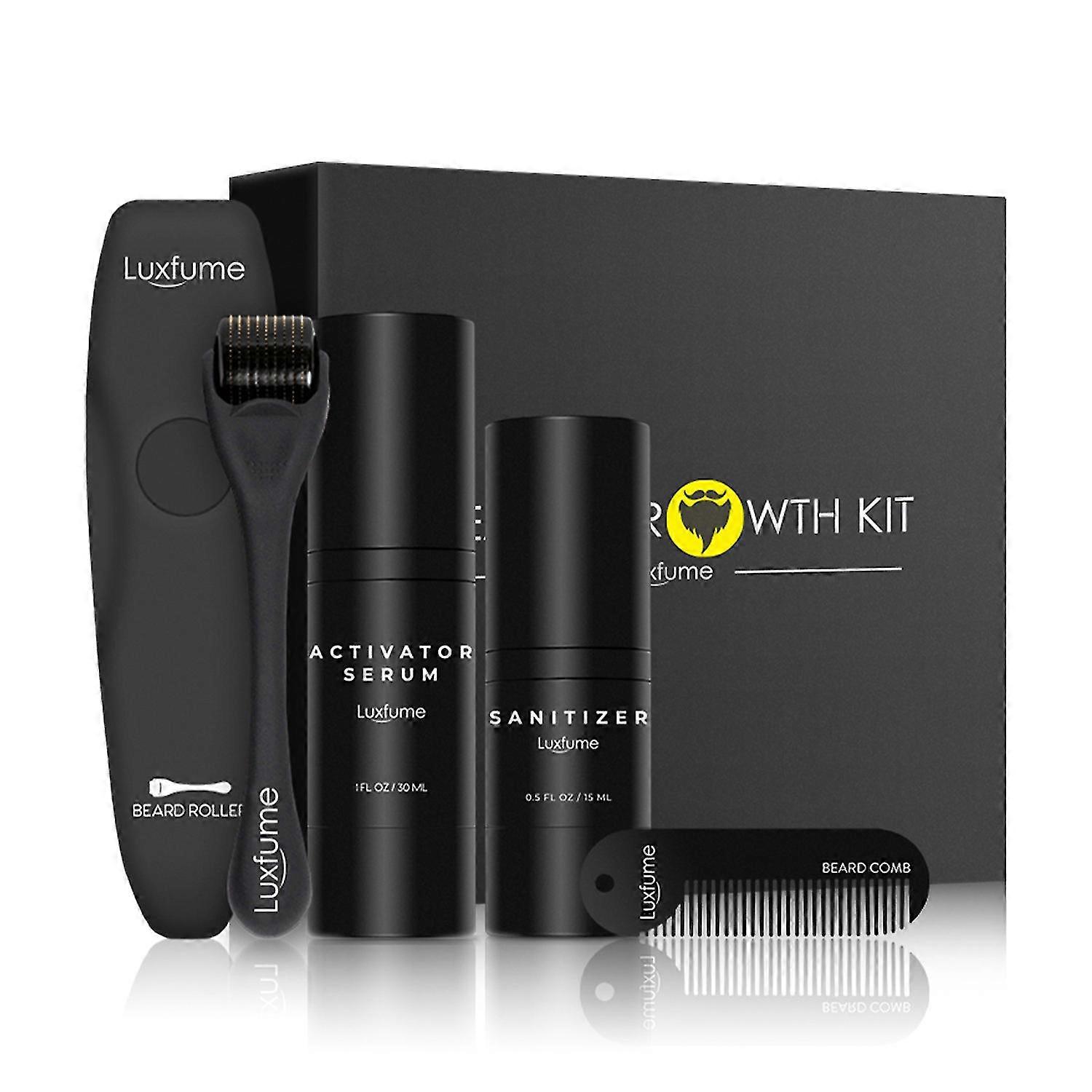 4 قطع طقم نمو اللحية ، مطهر سبائك التيتانيوم Microneedle الأسطوانة الحل التمريض مشط سبائك الزنك