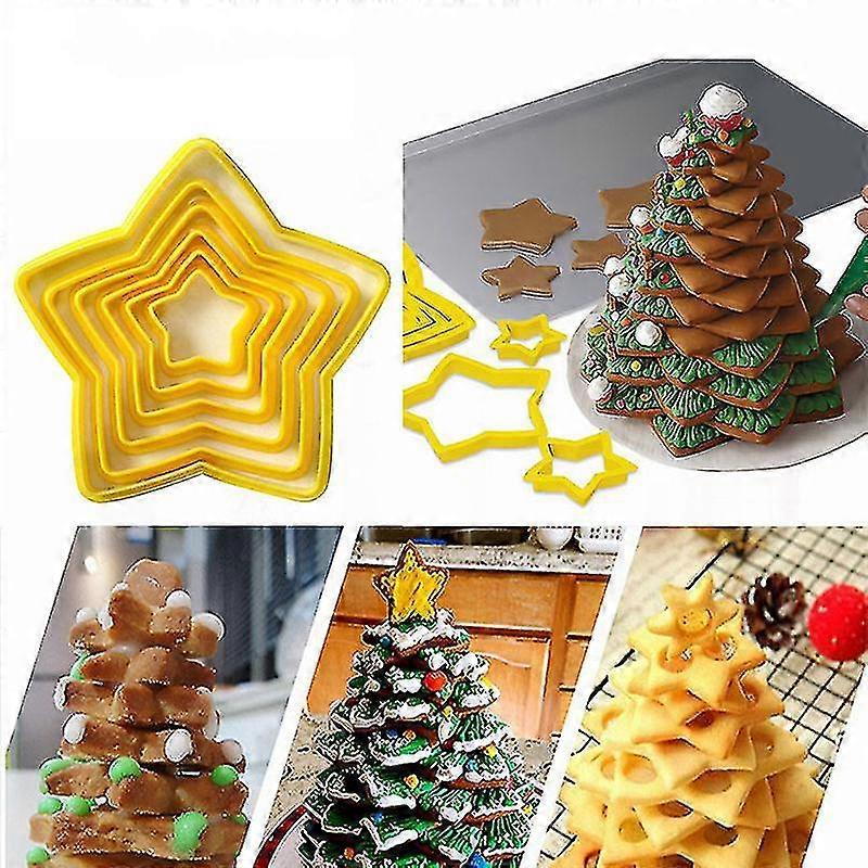 6pcs/set Christmas Tree Cookie Cutter Stars Shape Cake Biscuit Cutter Mold