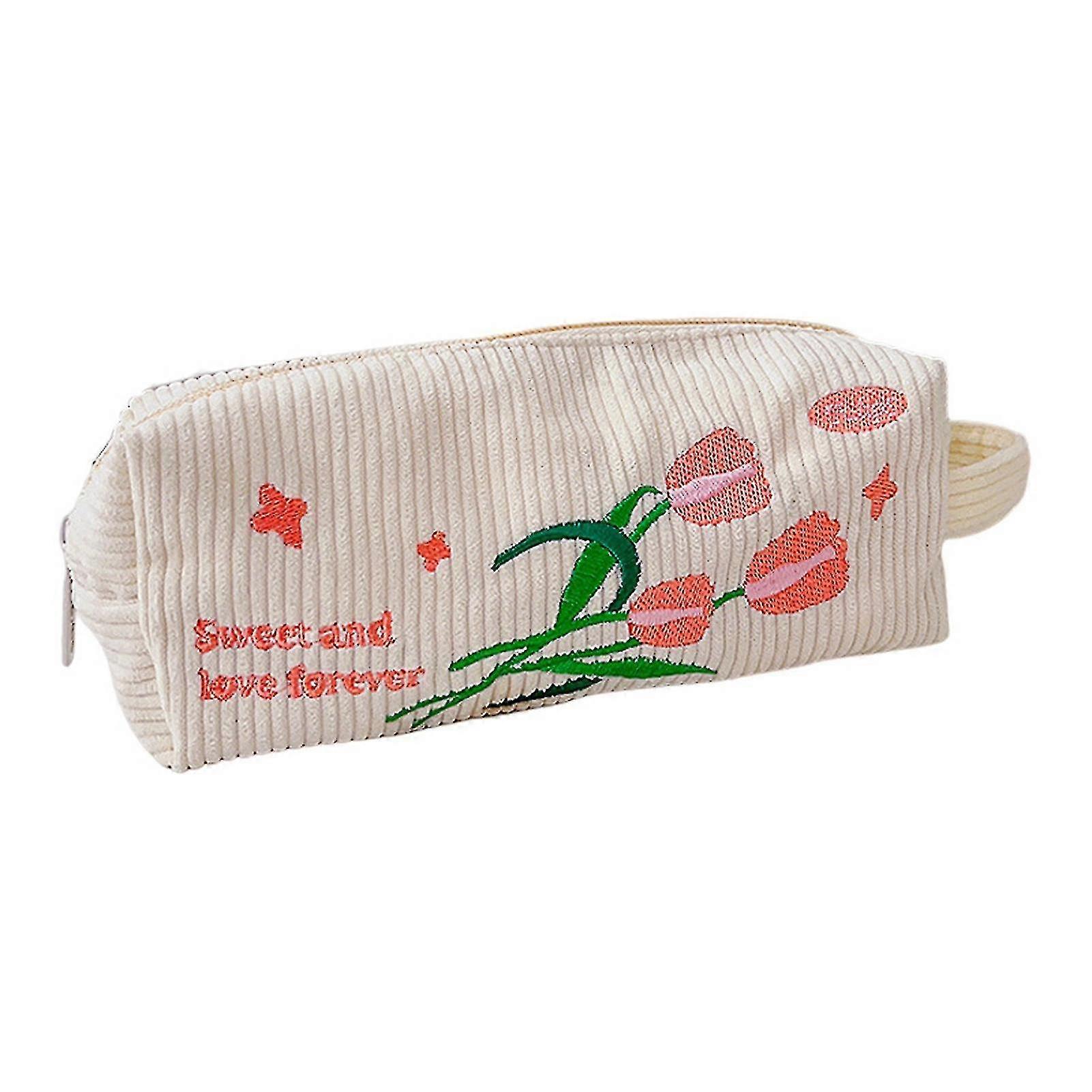 Student Pencil Case Large Opening Zipper Cartoon Letter Pencil Pouch
