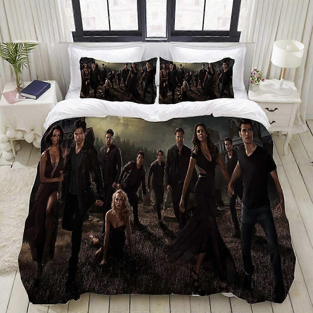 v5922 Lençóis The Vampire Diaries 3 PCS Conjunto de Cama Fronha Edredom // Co<wbr / >mforter Capa Lençóis de Cama de Presente IU5922