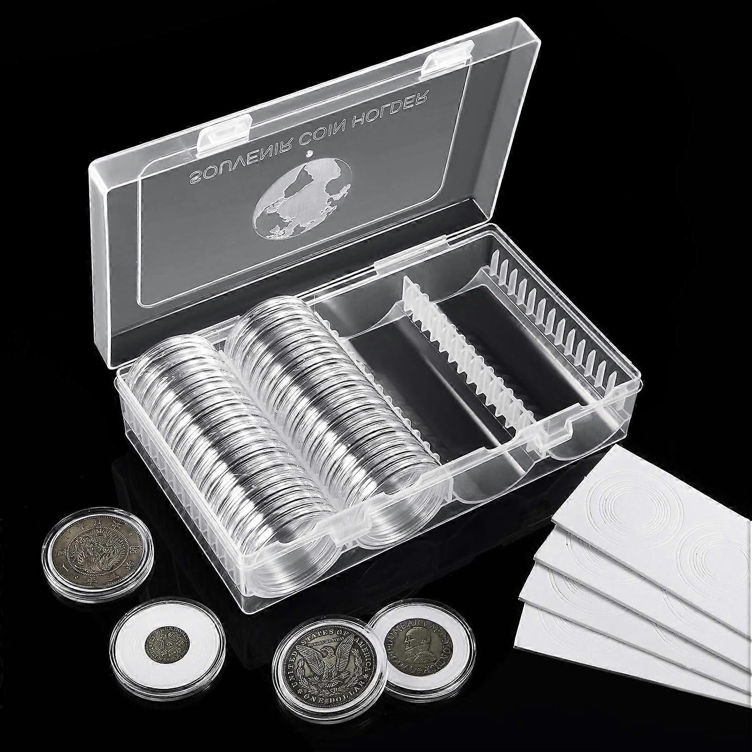 60pcs 41mm Coin Capsules with Foam Seal Storage Box for Collection
