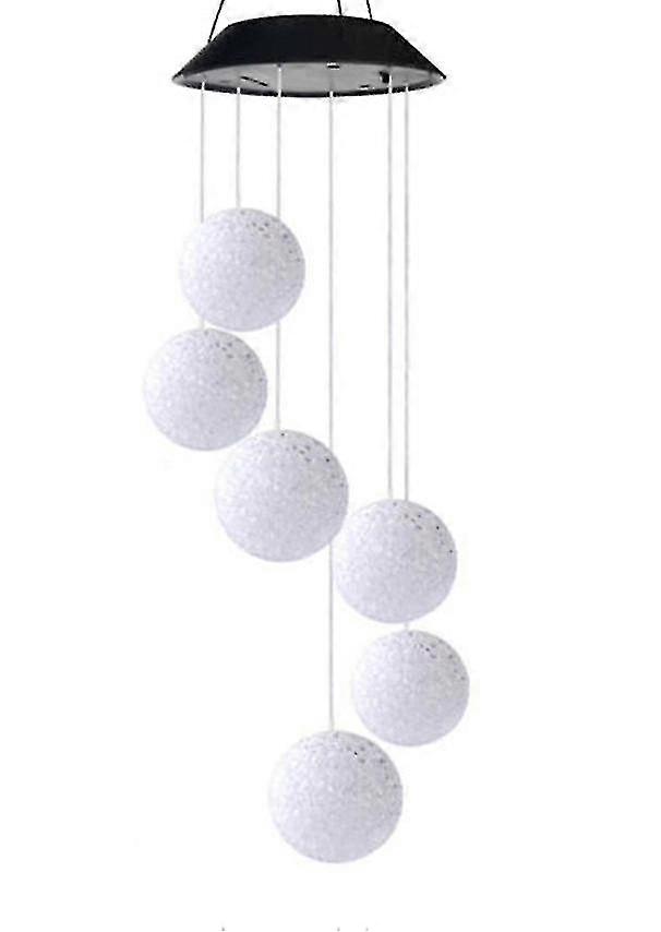 Solar Wind Chimes Snowball Shape Waterproof