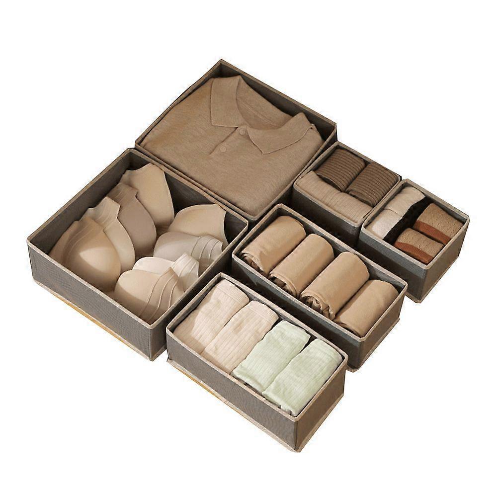 6Pcs Foldable Storage Box Set with Zipper Double-Layer Stitching Clothes Storage Box Underwear Drawer Organizer Closet Divider