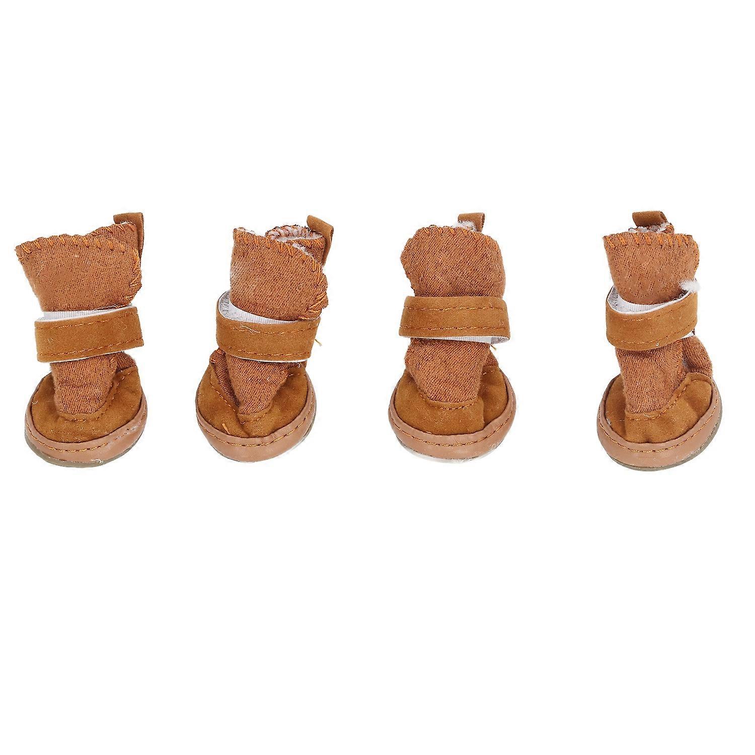 4pcs Pet Boots Warm Soft Prevent Slip Lightweight Adjustable Cat Dog Snow Booties for Chihuahua Bich