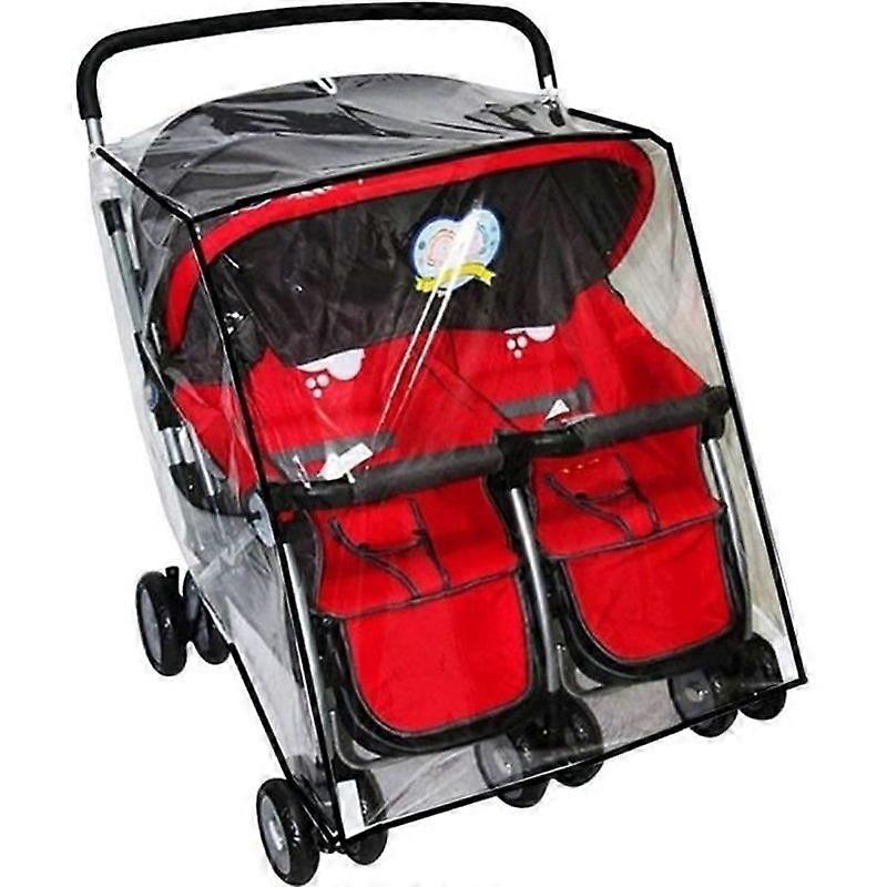 Rain Cover for StrollerUniversal Rain Cover WaterproofPVC Twin Seat Protection for Double StrollerWhite