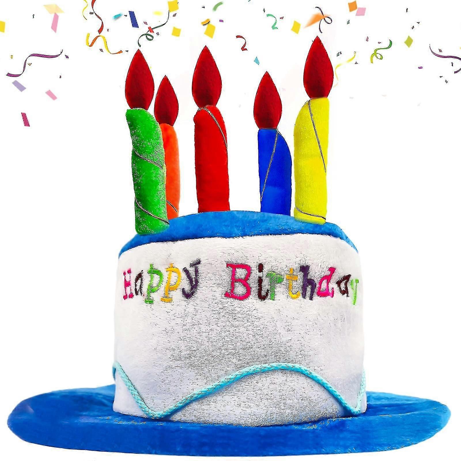 Happy Birthday Hat Novelty Cake Birthday Present Gift Idea Blue