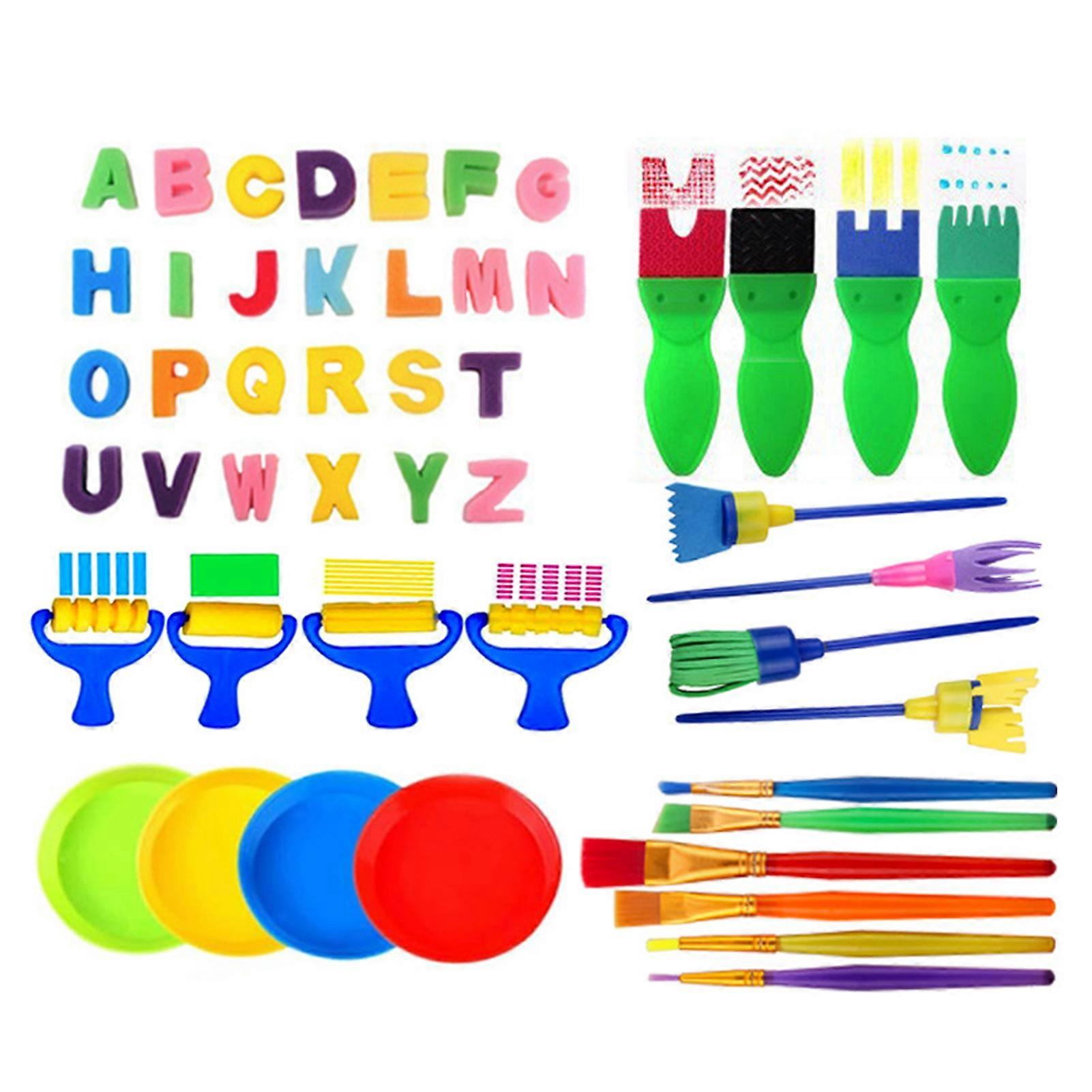 48Pcs Kids Paint Brushes Set Drawing Stamp Kit Teaching Tools