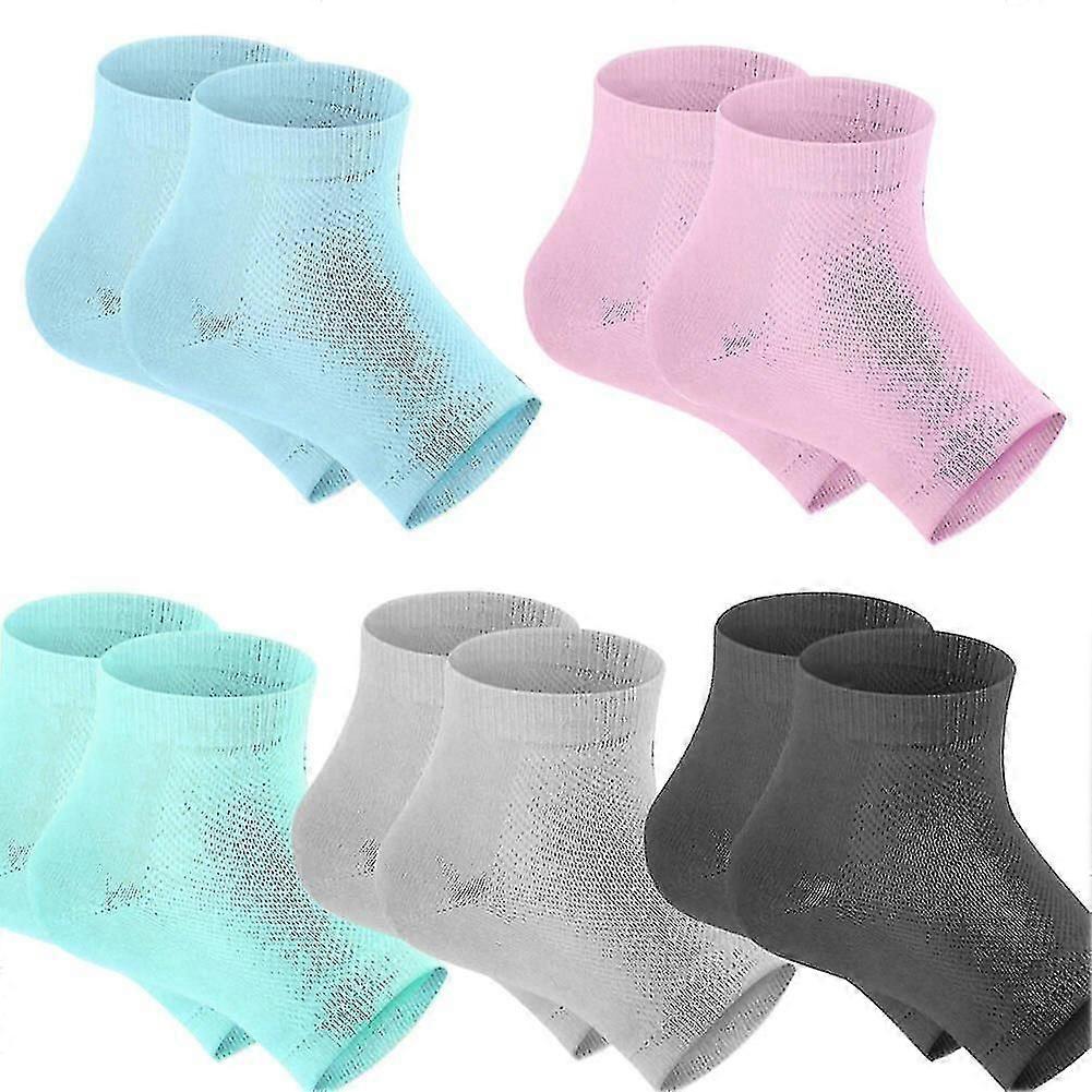 5 Pairs Moisturizing Gel Heel Socks Open Toe Socks For Dry Hard Cracked Heels, 5 Colors Cracked Heel Repair Socks