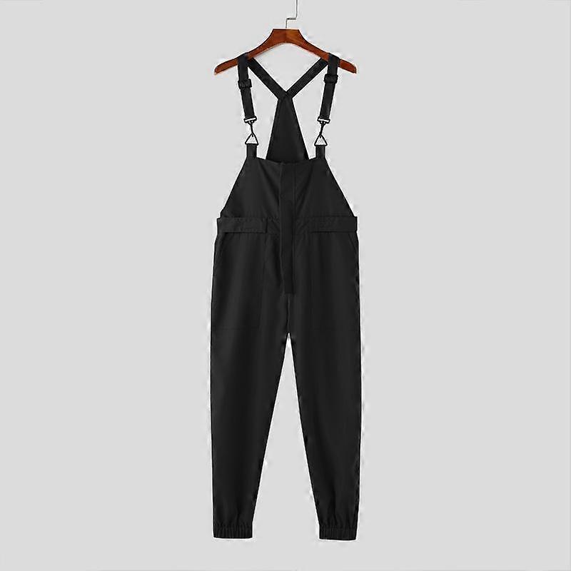 INCERUN Men Strap Long Jumpsuits Casual Suspenders Cargo Overalls Pants