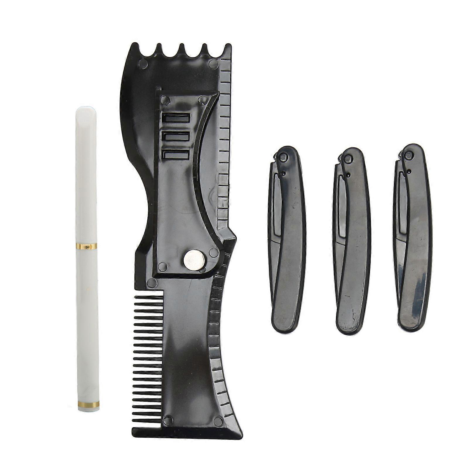 Beard Shaper Tool Set Trimming Grooming White Barber Pencil Black Beard Stencil Guide Template Kit