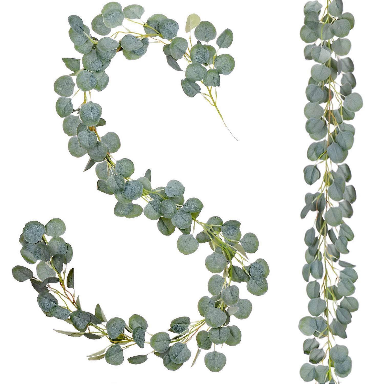 2Pack Eucalyptus Garland, 6 ft Faux Silk Leaves Vines for Wedding Backdrop Arch Wall Decor