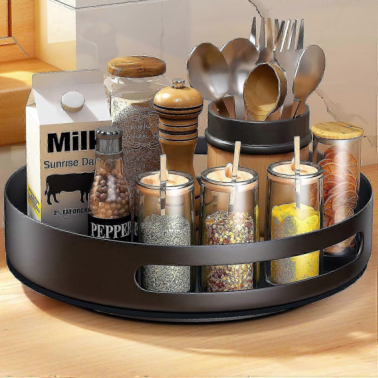 Rotating Metal Spice Rack, Used For Cabinets, Counters, Closets, Kitchen Or Pantry Tables