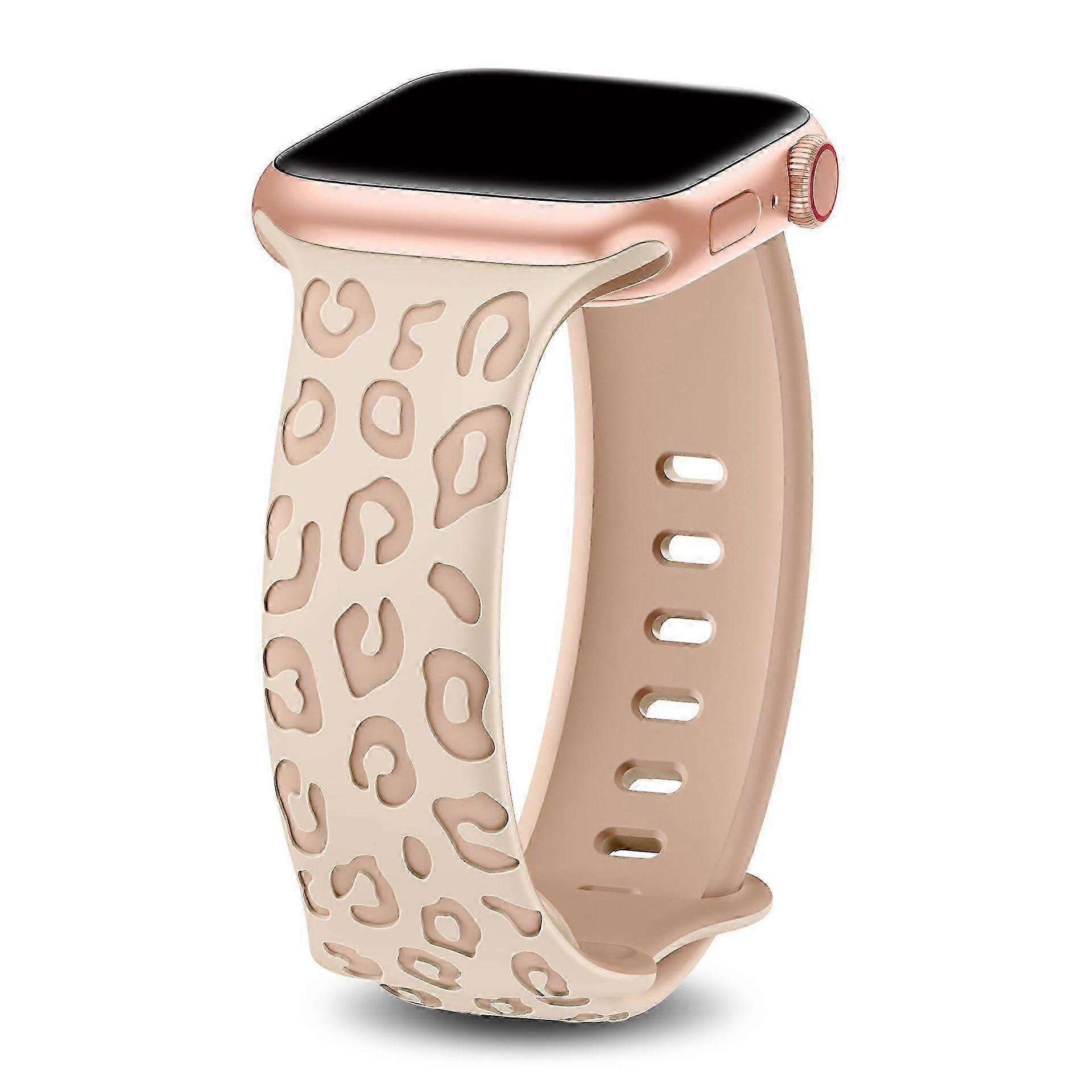 Leopard print two-color silicone engraved strap for Apple Watch 38/40/41mm
