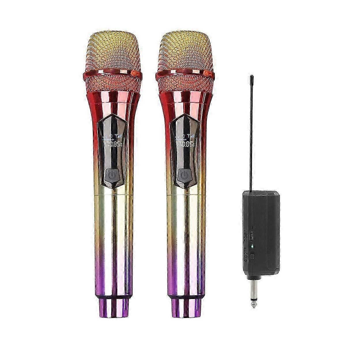 Wireless Microphone, Handheld Dynamic Microphone Wireless Mic System Set with Rechargeable Receiver