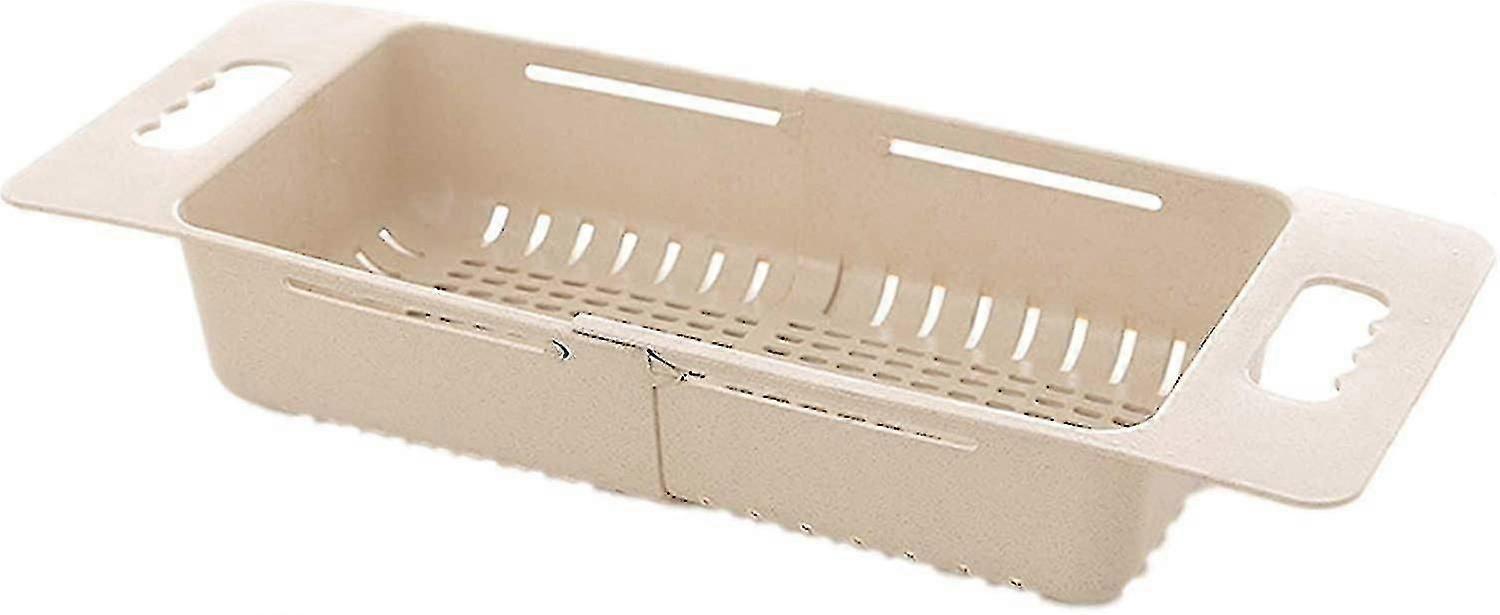 Adjustable Sink Drain Basket - Expandable Storage Rack for Kitchen, Beige