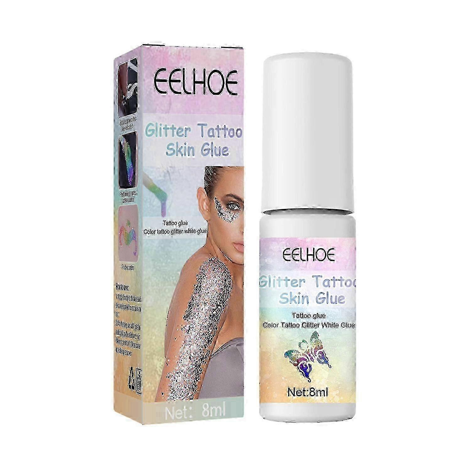 EELHOE 8ML σκόνη λάμψης δερμάτων κόλλας δερμάτων δερματοτεχνίας δερματοστιξιών λάμψης για το πρόσωπο Makeu ματιών ζωγραφικής σώματος