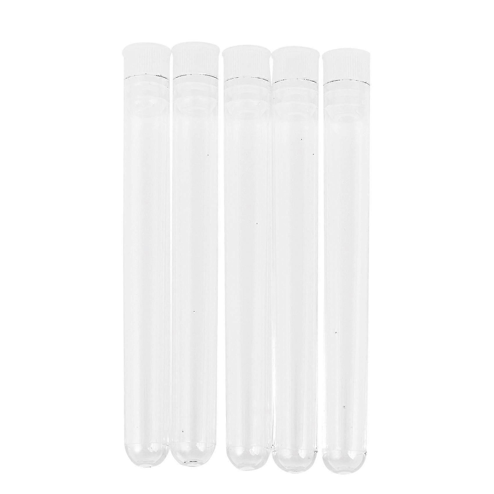 100pcs Clear Plastic Test Tube With Cap 12x100mm U-shaped Bottom Long Transparent Test Tube Lab Sup -X