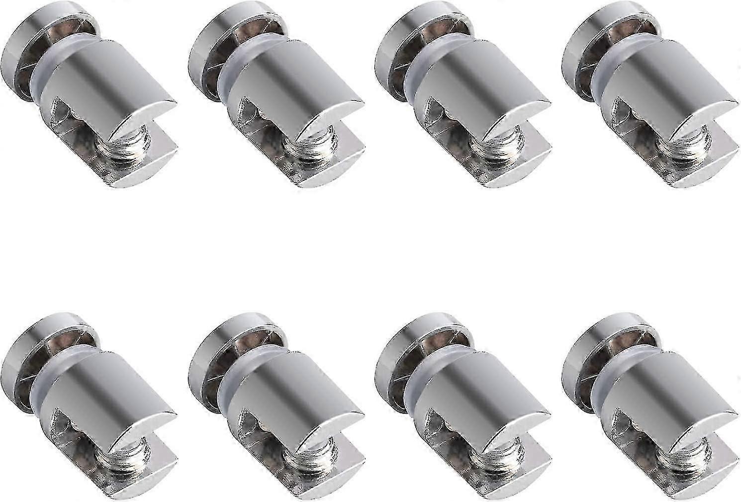 ガラスクランプクリップ、8個の調整可能なガラス棚ブラケットポリッシュクローム亜鉛合金ガラスクランプホルダーは、円筒形の片面取り付けブレースをサポートします