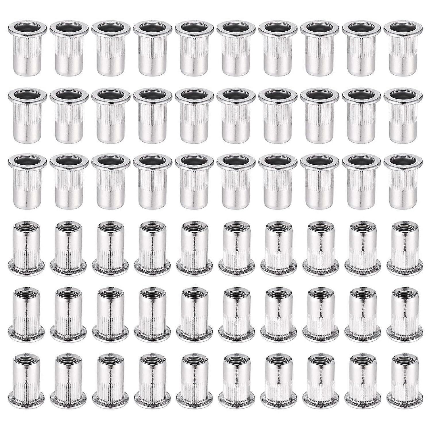 60 Pieces 304 Stainless Steel Rivet Nut M6 Flat Head Blind Nut Threaded Rivet Rivet Nut for Threaded Insert Pliers