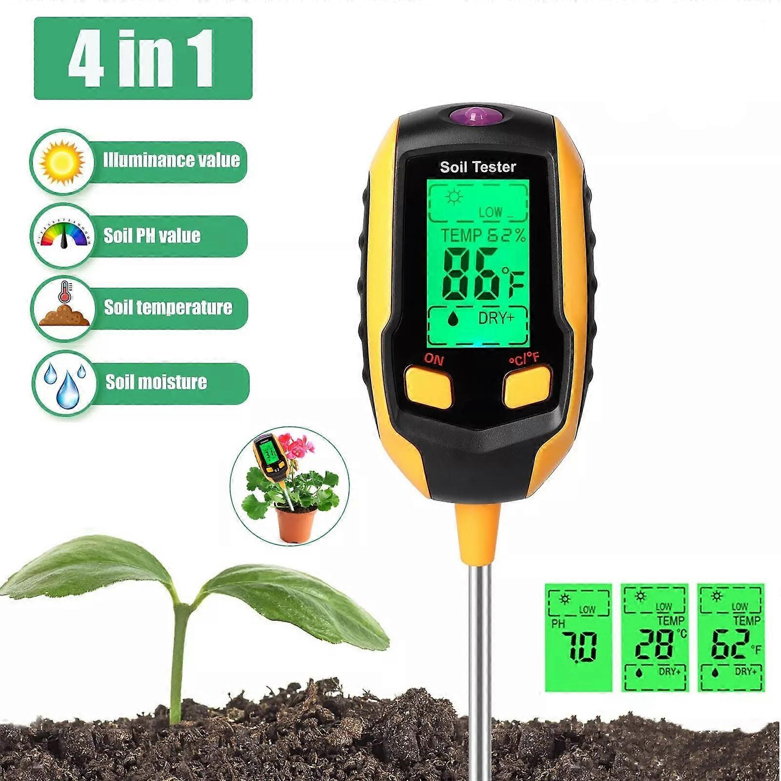 4-in-1 LCD Soil Tester Moisture PH Sunlight Test Meter