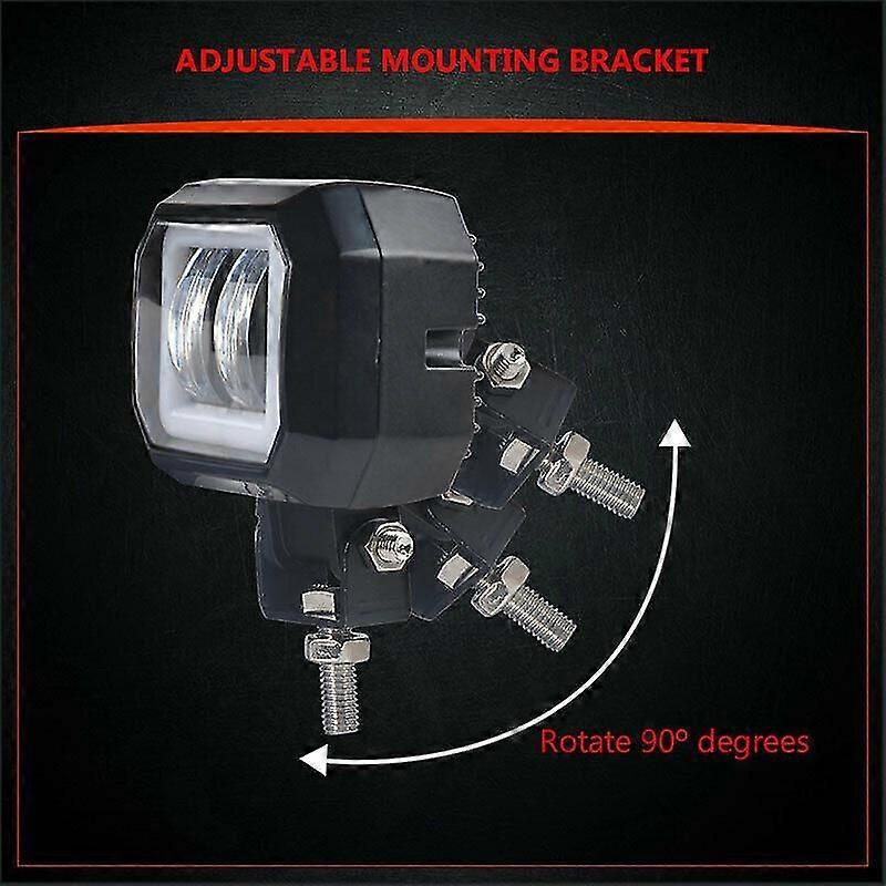 3 polegadas LED Work Light Bar Spot Driving Fog Pods DRL Red Halo Offroad 4WD ATV SUV