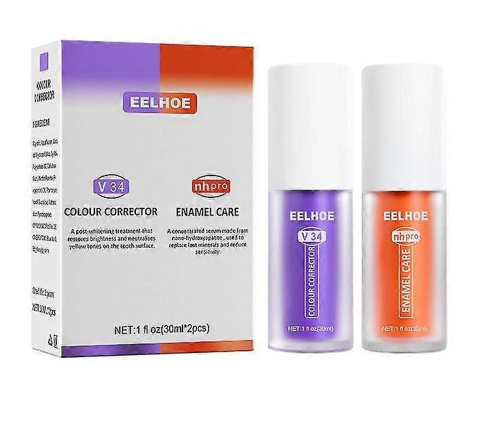 EELHOE V34歯磨き粉修理歯のクリーニングと修復口腔の健康パープルオレンジ歯磨き粉は、歯の汚れを取り除くために白くまばゆいばかりです
