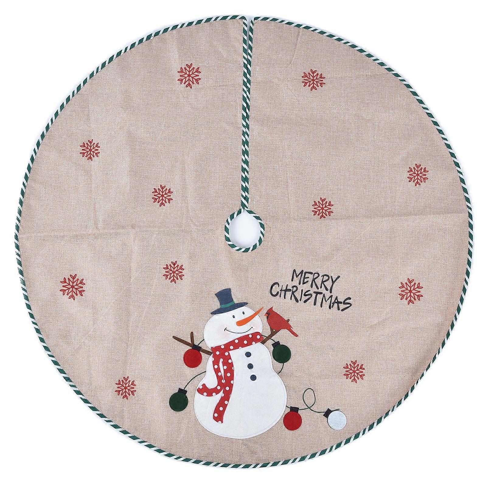 Christmas Tree Snowman Mat 110cm Plaid Floor Protection 43.3in Tree Skirt