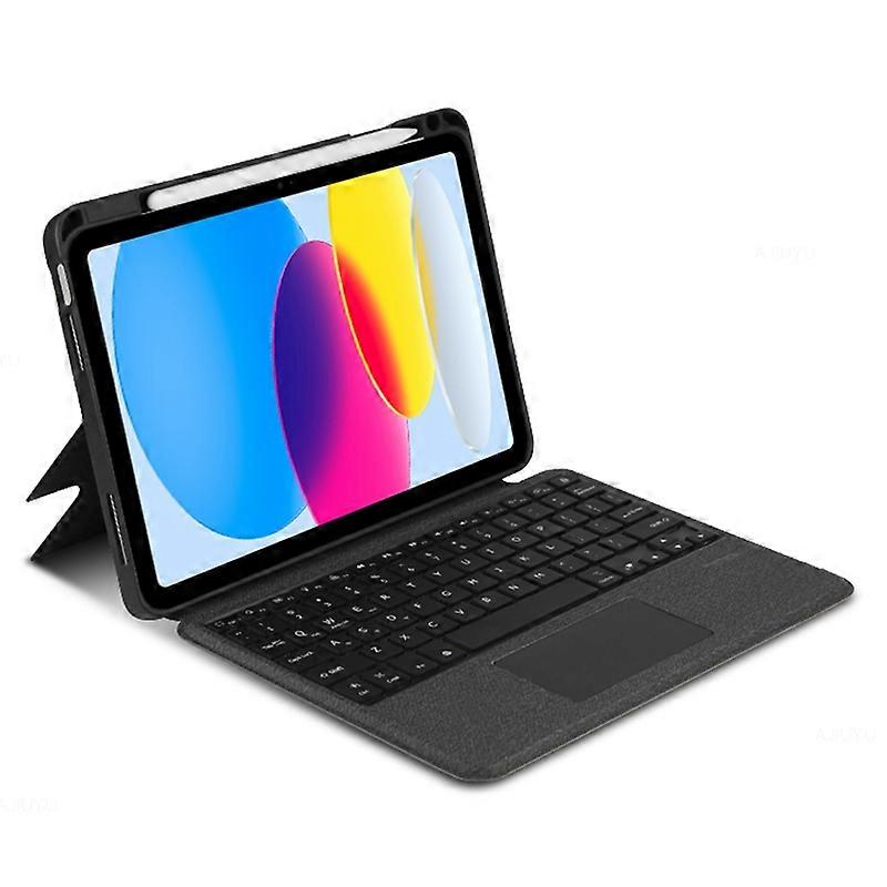 For iPad 10.9 (2022) Leather Case+Bluetooth Keyboard with Backlight Trackpad