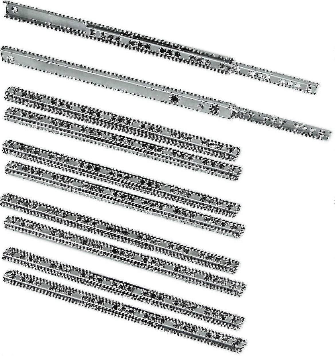 Pack Of 5 Pairs (10 Pieces) Slides/ball Slides Extract Part 17mm X 278mm For Drawer, Zinc Plated v