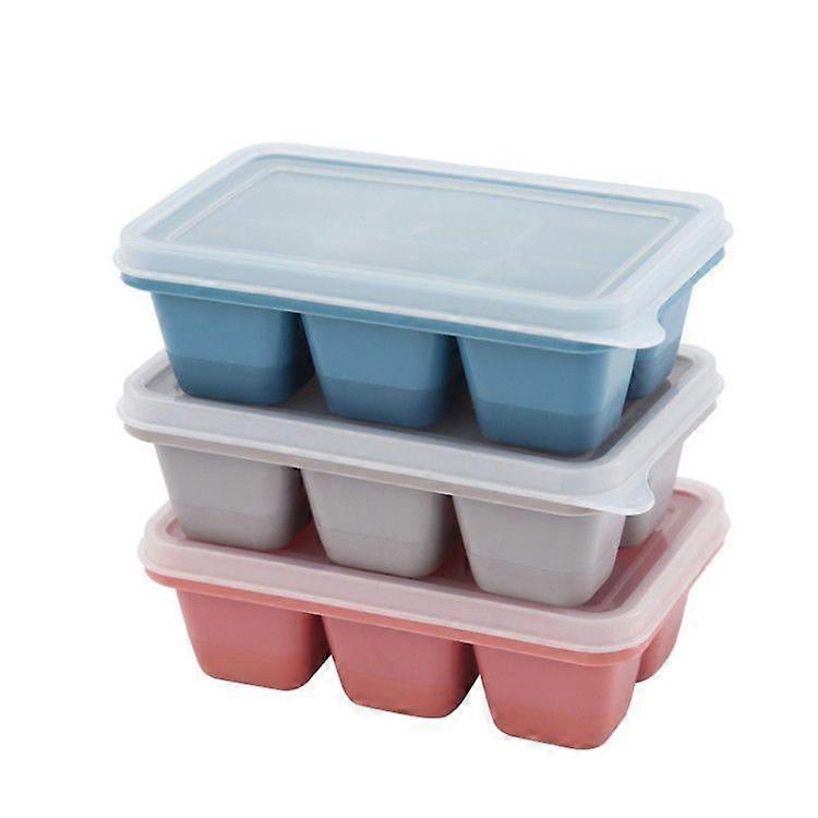 3 Pack Flexible Silicone Mini 6 Blocks Ice Tray Mold With Lid Ice Cube Box