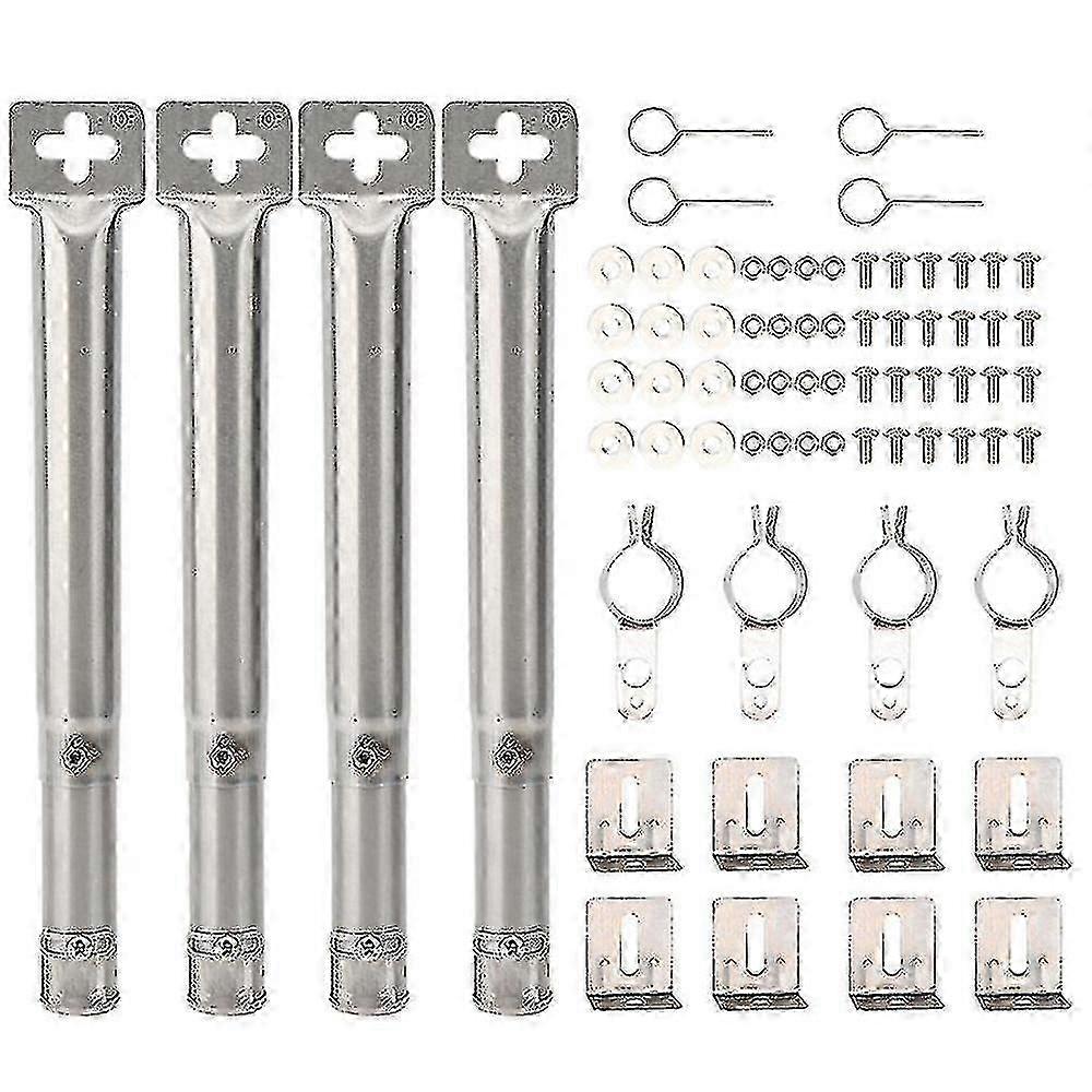 Universal Adjustable Stainless Steel Gas Grill Burner Replacement 4-Pack for BBQ