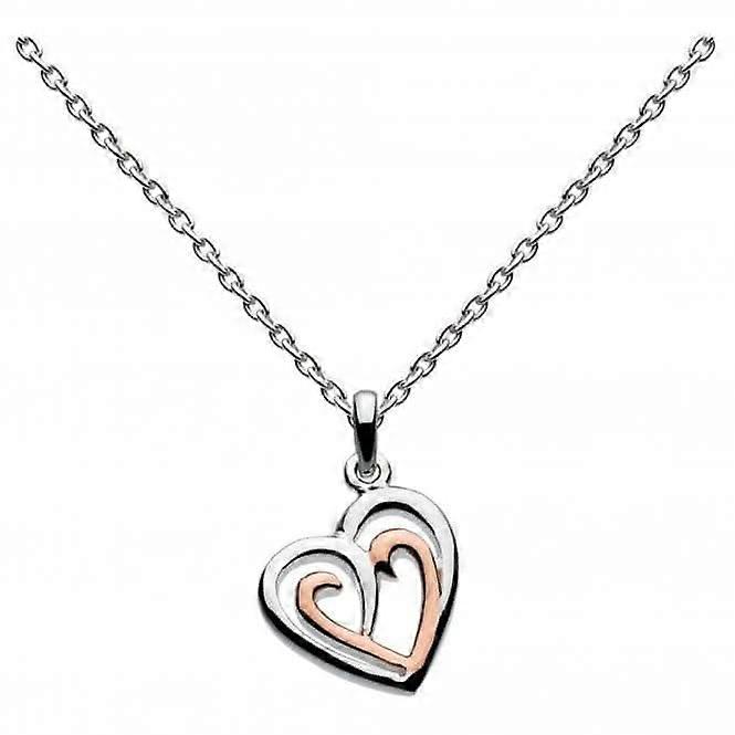 Rugiada Argento Amena Doppio Cuore con Ciondolo Placcato in Oro Rosa 9493RG016