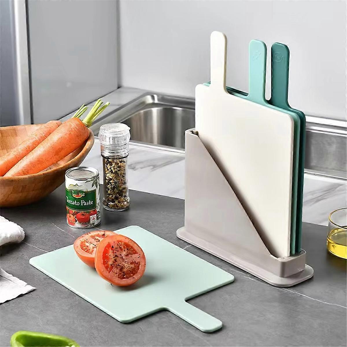 4PCS Kitchen Sorting Cutting Board with Drain Storage Rack,Vegetable & Complementary Food Cutting Bo
