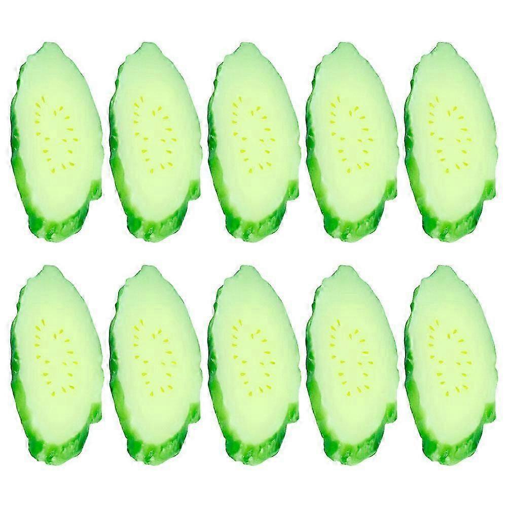 10pcs Artificial Cucumber Slices Simulated Cucumber Models Showcase Display Props