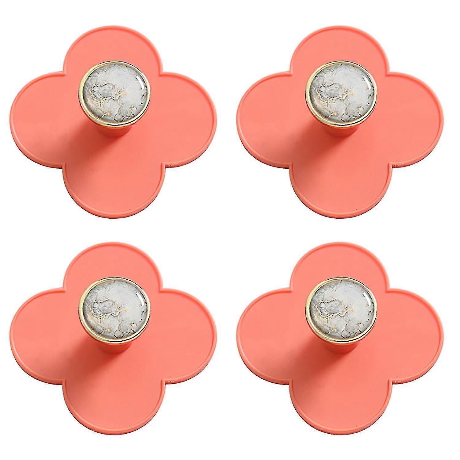 4 Pcs Towel Hooks Punch-free Multi-functional Flower Shape Convenient Wall-mounted Bathroom Hooks Wa