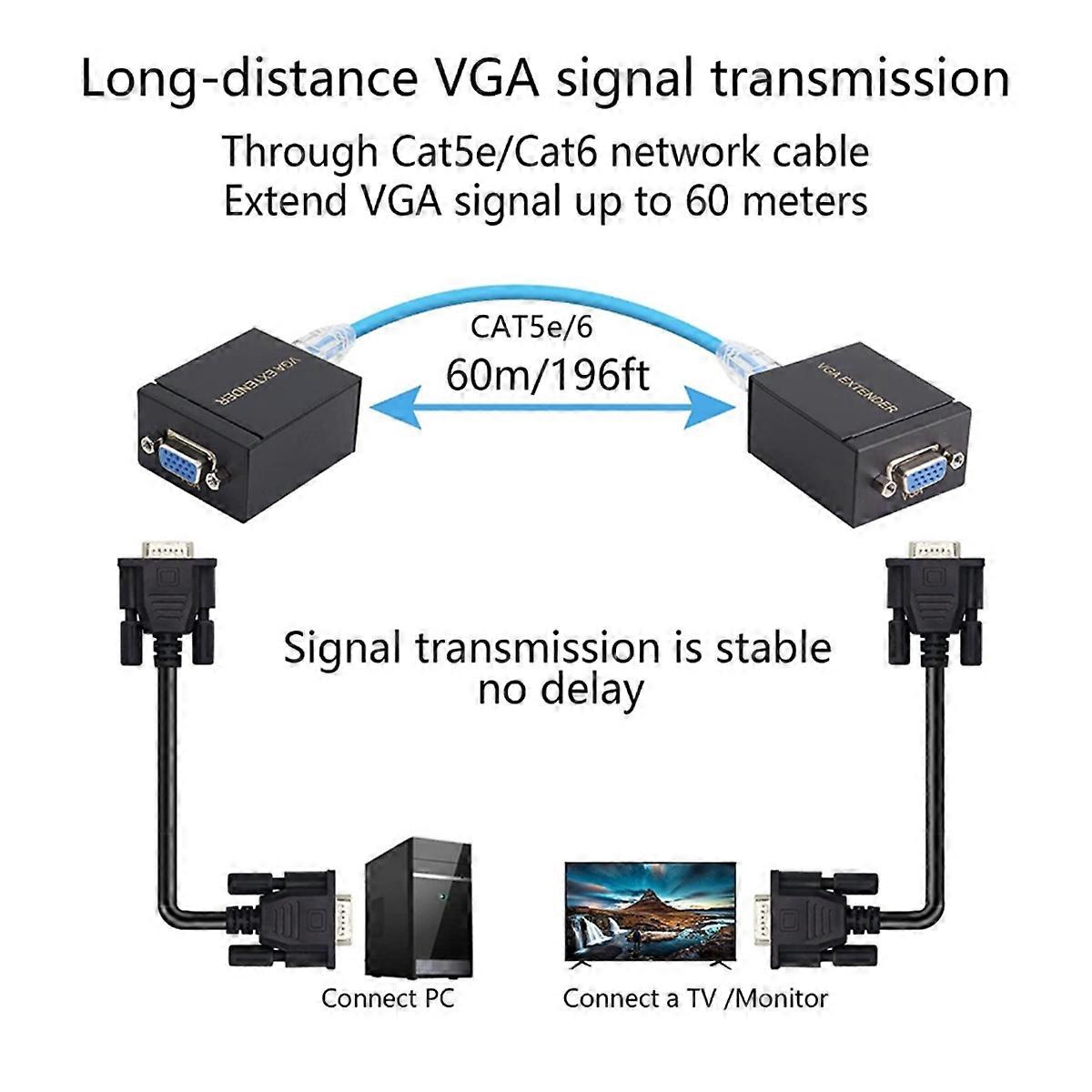 1 Pair VGA Extender 60m for PC Laptop