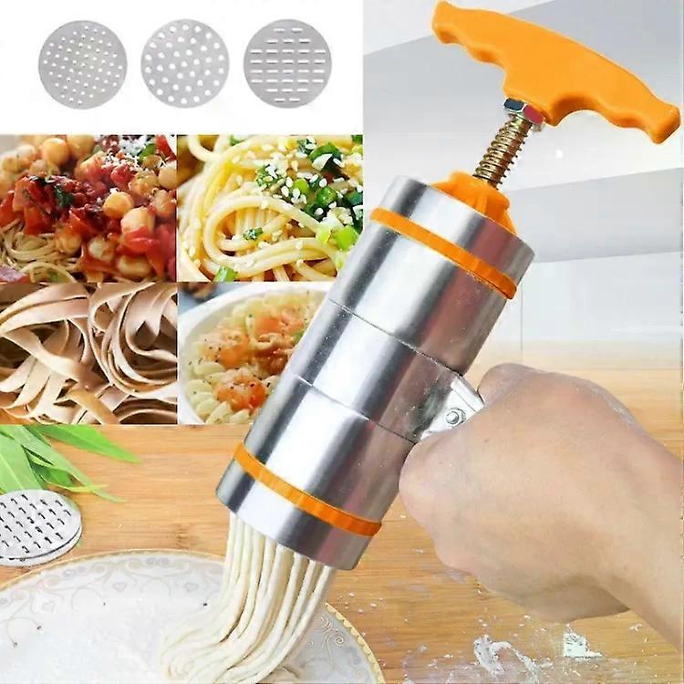Noodle Maker-Stainless Steel Handheld Pressing Machine,3 Molds -