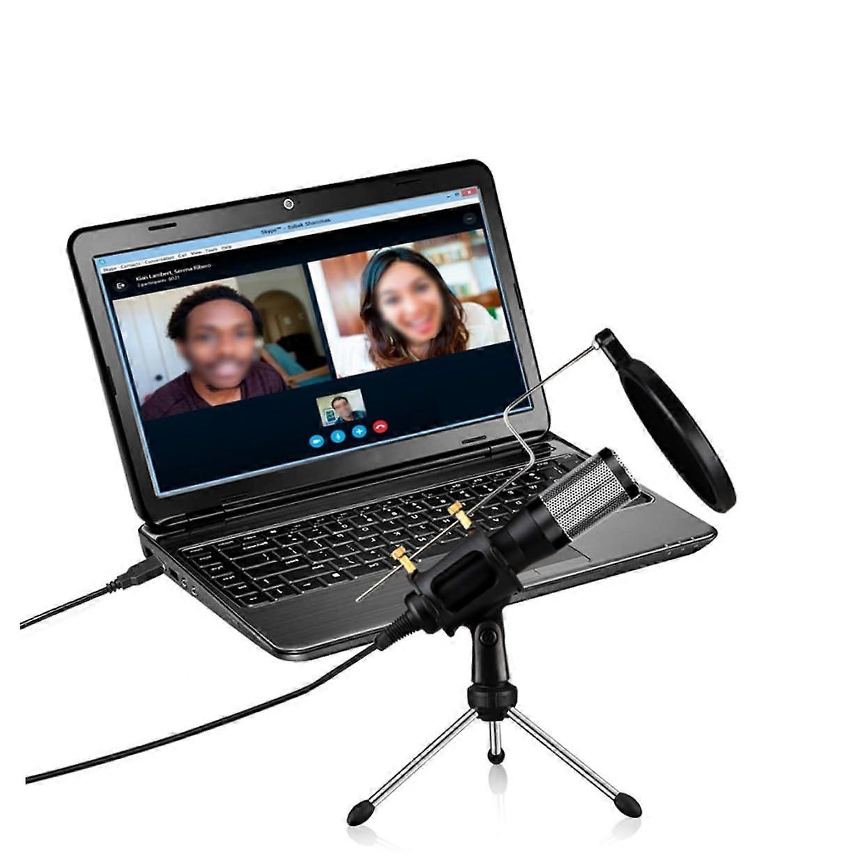 Plug and Play Microphone for Computer Voice Chat – Long Distance Desktop Mic for Online Meetings and Streaming, Black