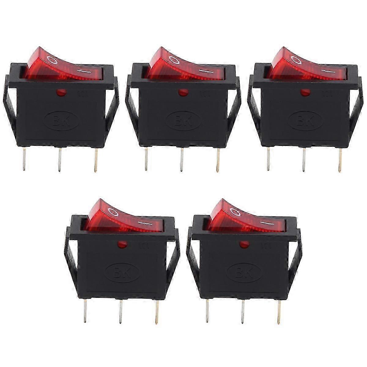 AC 16A / 250V 20A / 125V ضوء أحمر مضاء على إيقاف SPST قارب الروك التبديل × 5 قطع